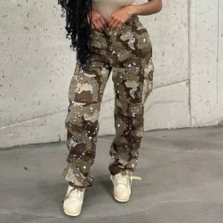 Splurge Camo Paint Oversized Cargo Pants