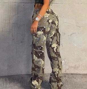 Splurge Camo Paint Oversized Cargo Pants