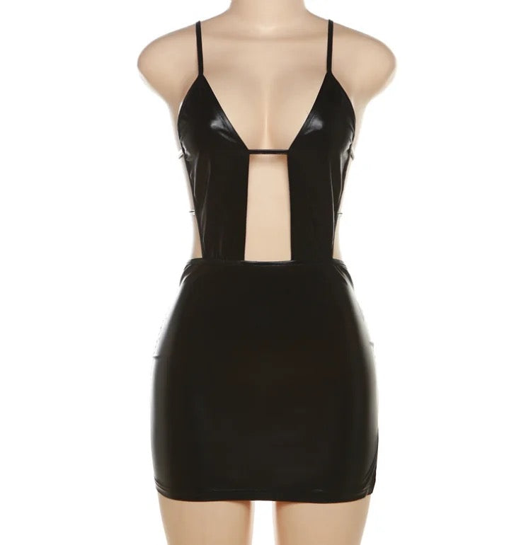 Can’t Say No Cut Out Mini Leather Dress