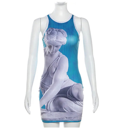 Venus The Goddess Print Dress