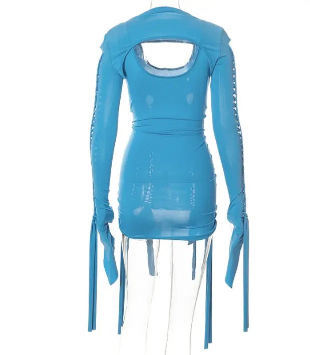 Got U Stuck Cut Out Blue Mini Dress