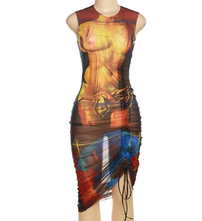 Notice Me Printed Drawsting Maxi Dress