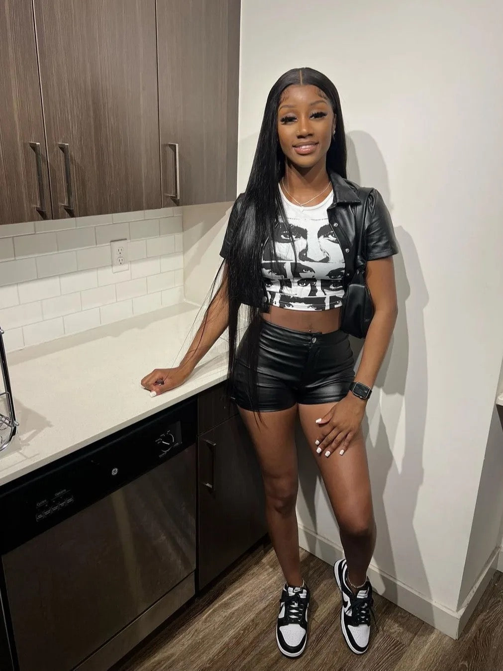 In Her Mood Vegan Leather Shorts Set
